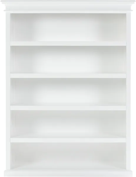 NOVASOLO Halifax bogreol, m. 5 hylder - hvid MDF/mahogni(H:196cm x150cm x 48cm)